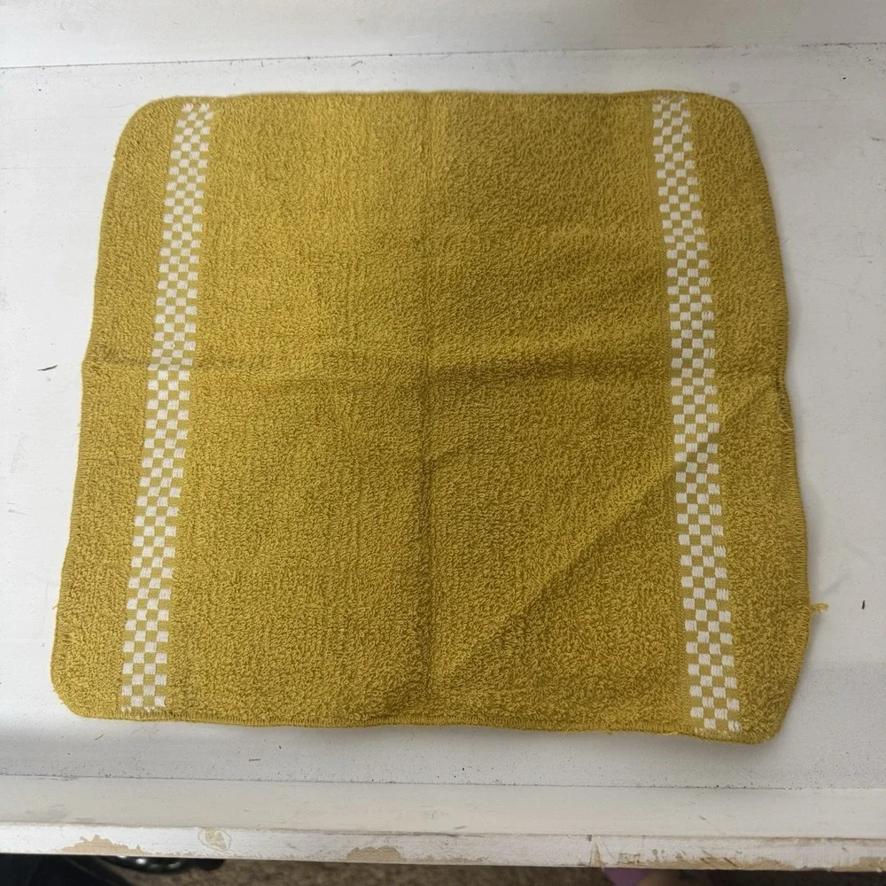 Vintage Cone Washcloth Yellow Gold & White 100% Cotton USA‎
